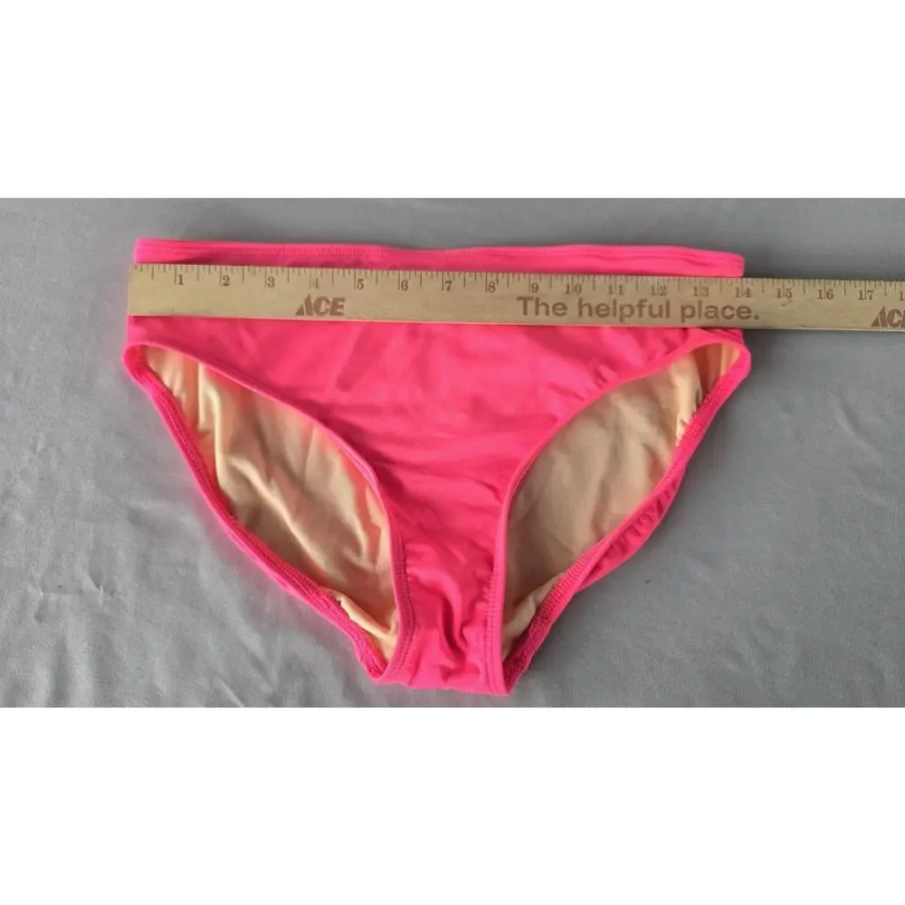 Lands' End Swim Bottom Girls 14-16 Pink Bikini Brief Lined Solid Swimwear XL